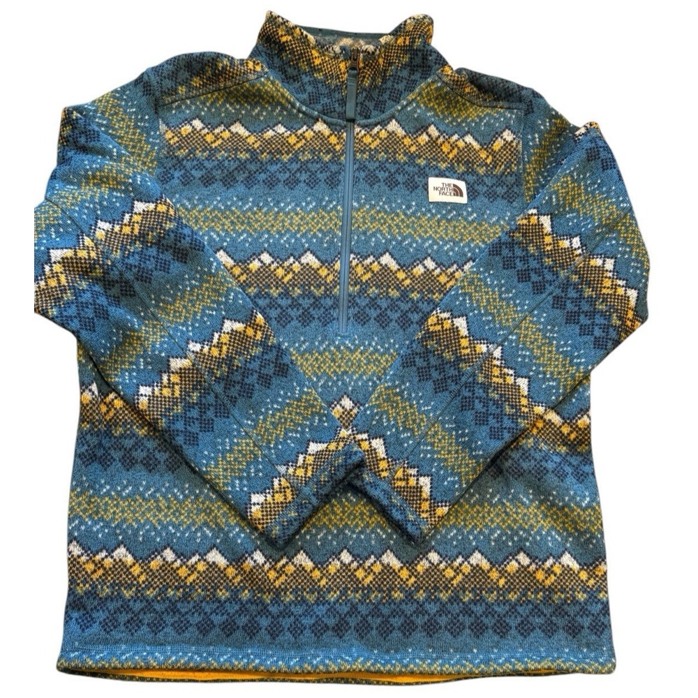 The North Face Blue & Yellow Patterned Half-Zip Sweater